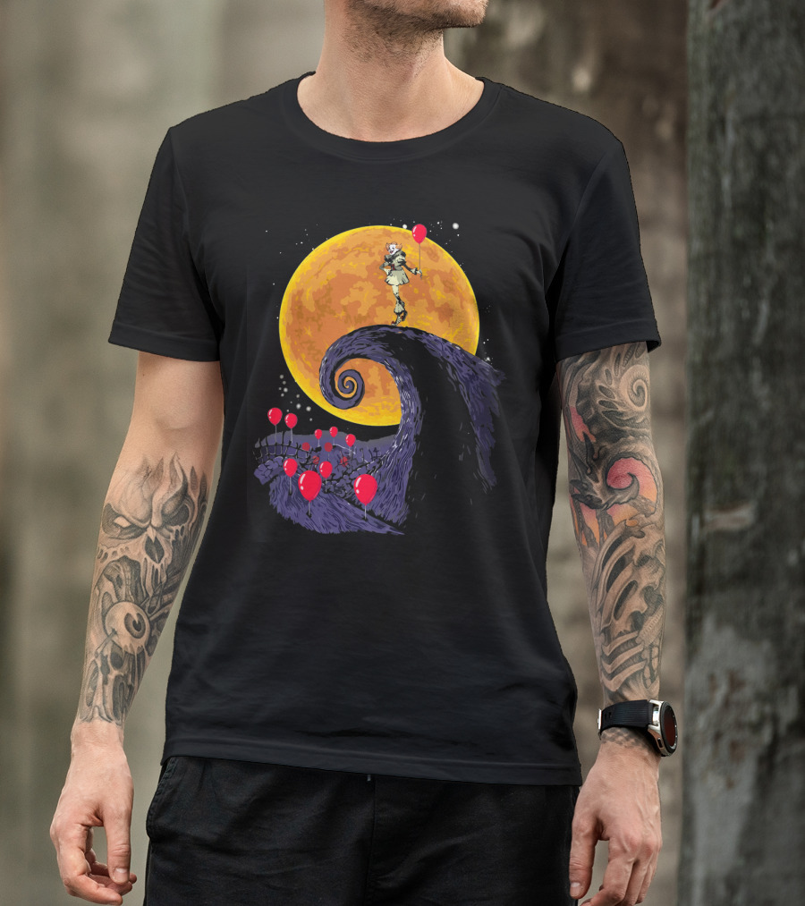 Pennywise The Nightmare Before Halloween Balloon Moon Scene T-Shirt