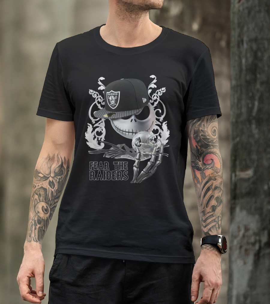 Jack Skellington Raiders Hat And Helmet With Fear The Raiders T-Shirt