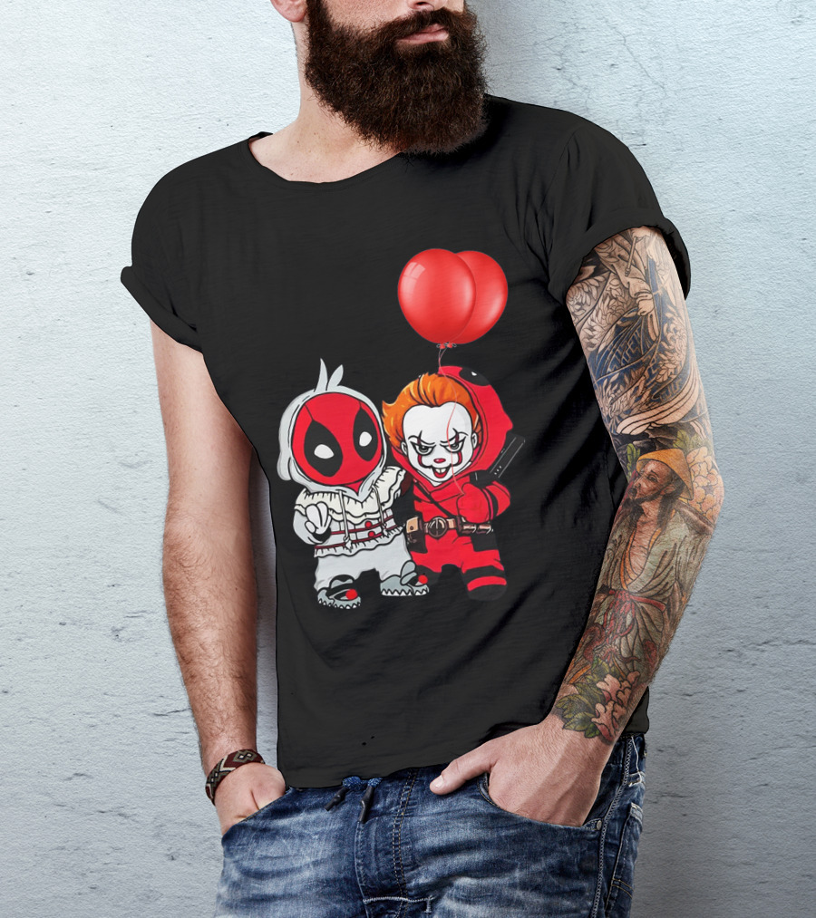 Pennywise Deadpool Crossover With Red Balloons T-Shirt