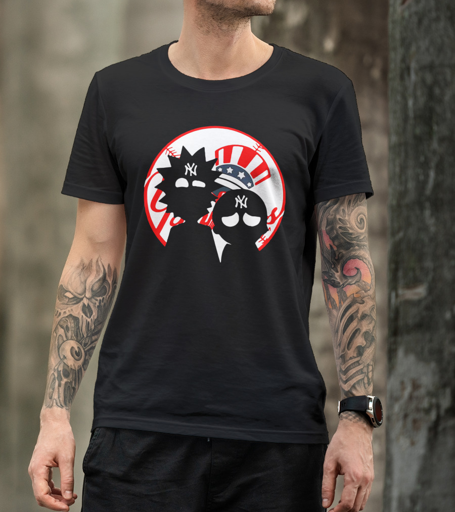 Rick And Morty Yankees New York City Yankees Logo Fusion Yankees Cap T-Shirt