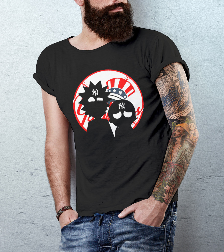 Rick And Morty Yankees New York City Yankees Logo Fusion Yankees Cap T-Shirt