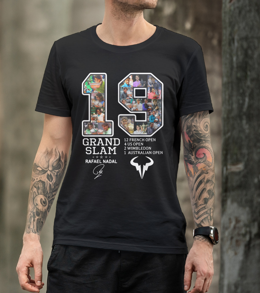 Rafael Nadal 19 Grand Slam Titles French Open US Open Wimbledon Australian Open T-Shirt