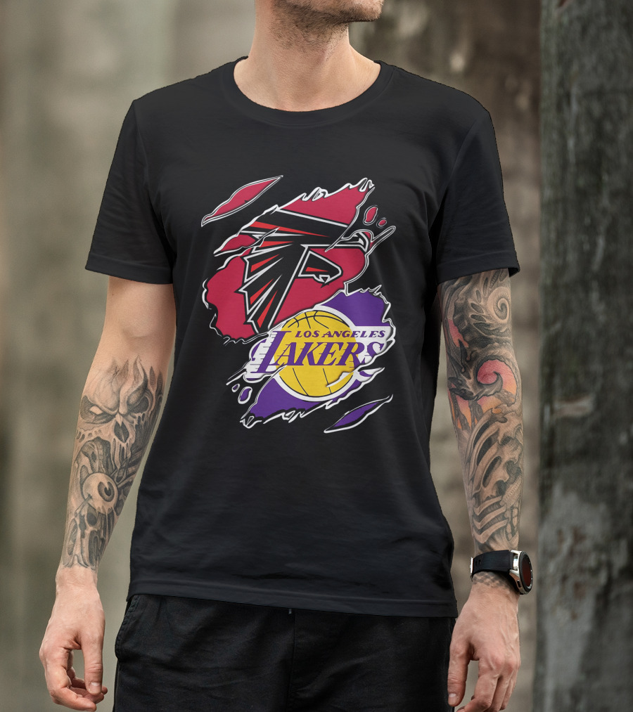 Atlanta Falcons Los Angeles Lakers Logo Mashup T-Shirt