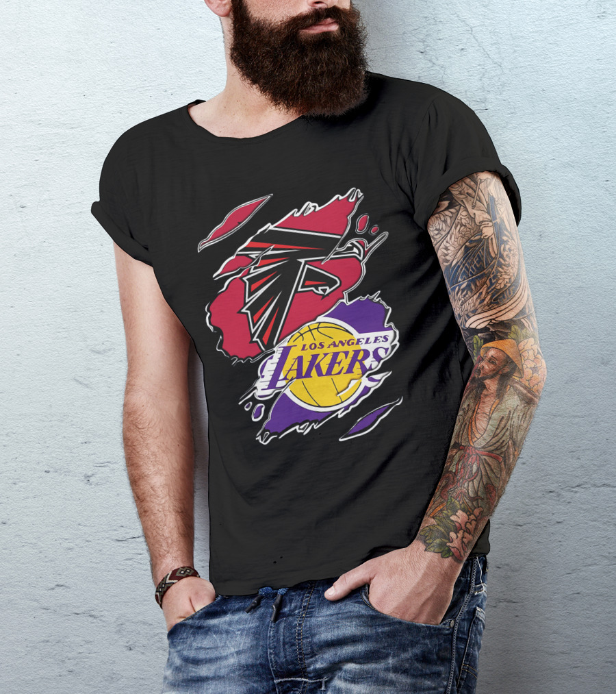 Atlanta Falcons Los Angeles Lakers Logo Mashup T-Shirt