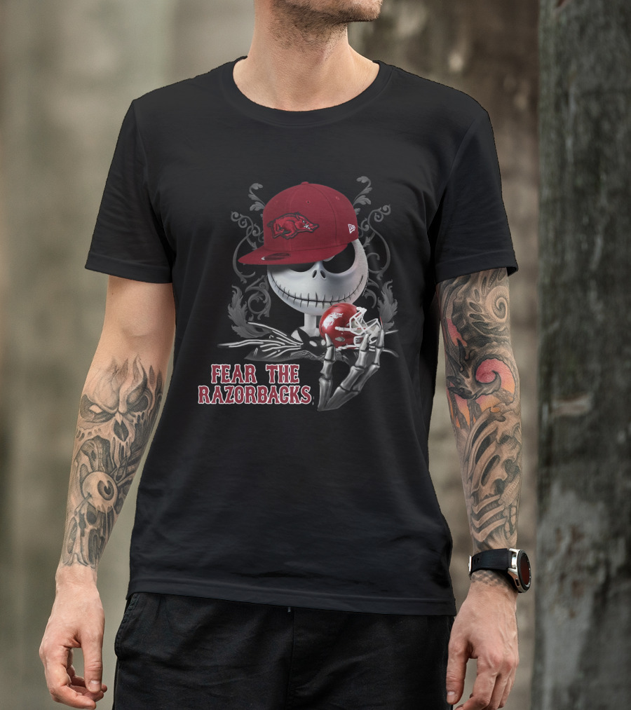 Jack Skellington Fear The Razorbacks Arkansas Football Fan T-Shirt