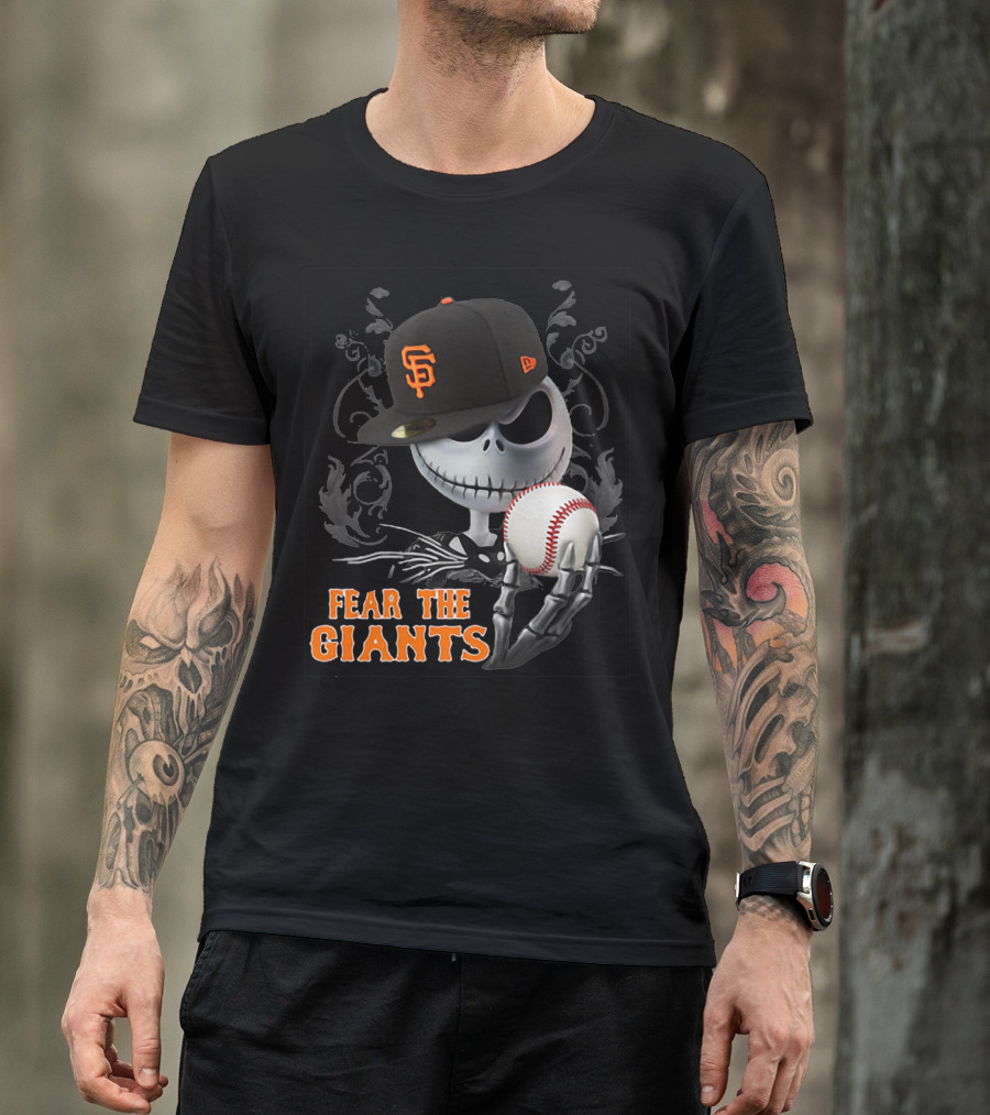 Jack Skellington Fear The Giants San Francisco Baseball Cap Spooky T-Shirt