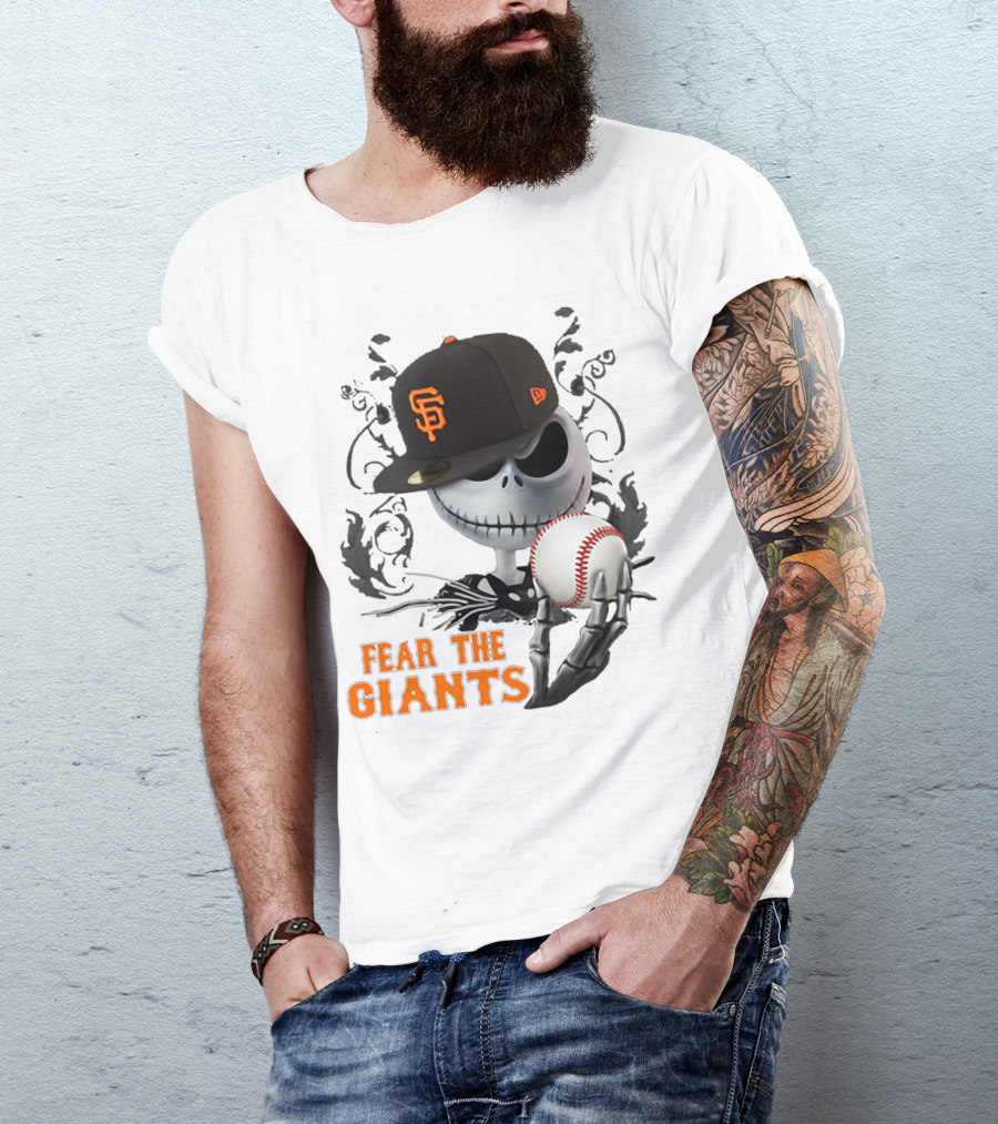 Jack Skellington Fear The Giants San Francisco Baseball Cap Spooky T-Shirt
