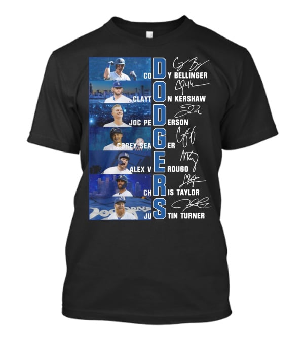 Dodgers Cody Bellinger Clayton Kershaw Joc Pederson Corey Seager Alex Verdugo Chris Taylor Justin Turner T-Shirt