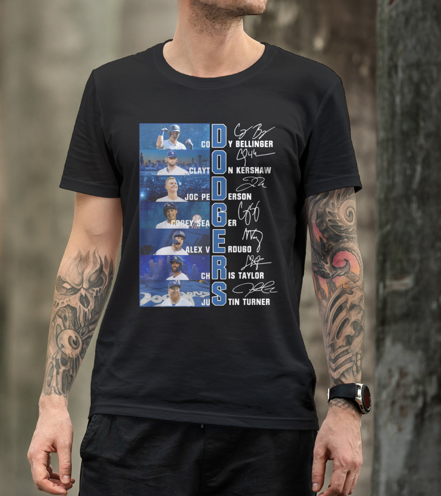 Dodgers Cody Bellinger Clayton Kershaw Joc Pederson Corey Seager Alex Verdugo Chris Taylor Justin Turner T-Shirt