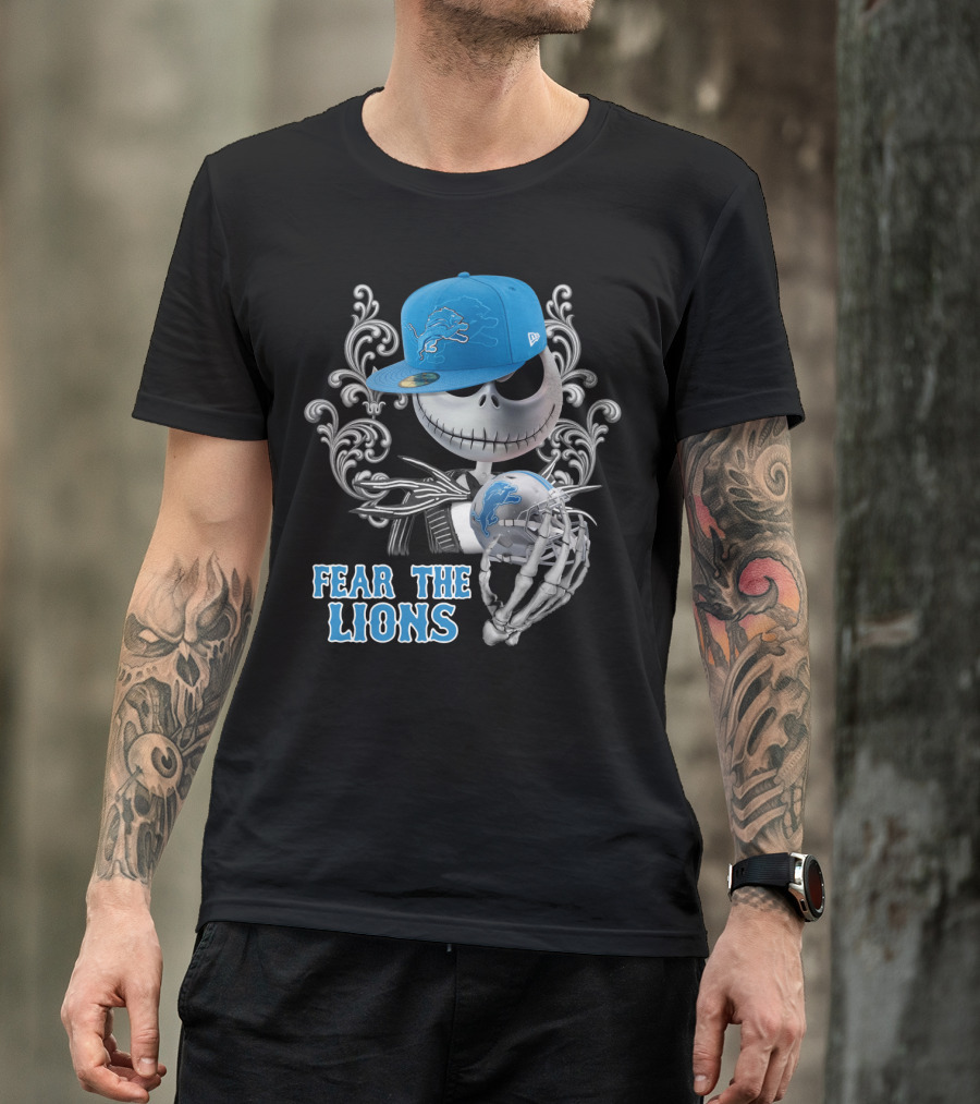 Jack Skellington Fear The Lions Detroit Football T-Shirt