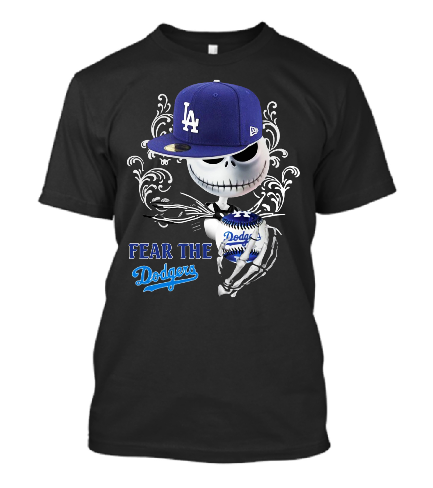 Jack Skellington Los Angeles Dodgers Baseball Fear The Dodgers T-Shirt