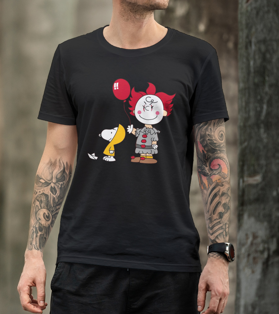 Charlie Brown Balloon Costume With Snoopy Woodstock Pennywise Crossover Red Balloon T-Shirt