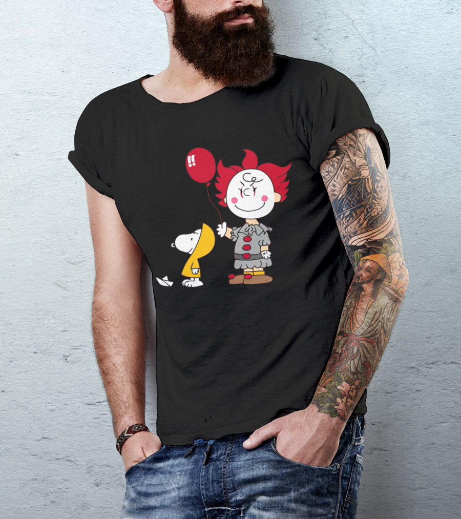 Charlie Brown Balloon Costume With Snoopy Woodstock Pennywise Crossover Red Balloon T-Shirt