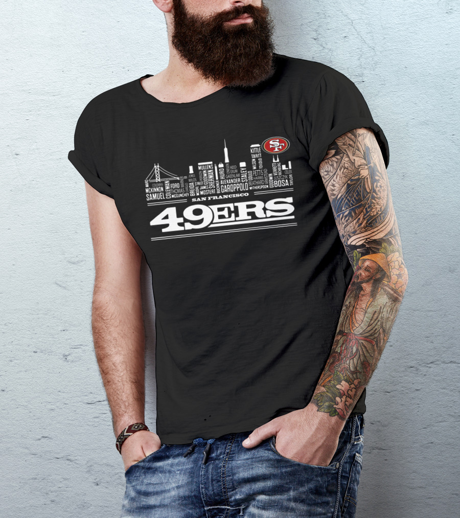 San Francisco 49ers Cityscape Player Names Team T-Shirt