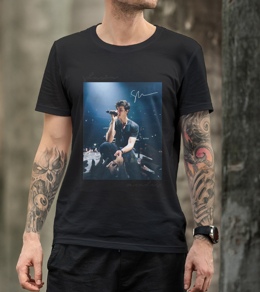 Shawn Mendes Live Performance Autograph Stage Photo T-Shirt