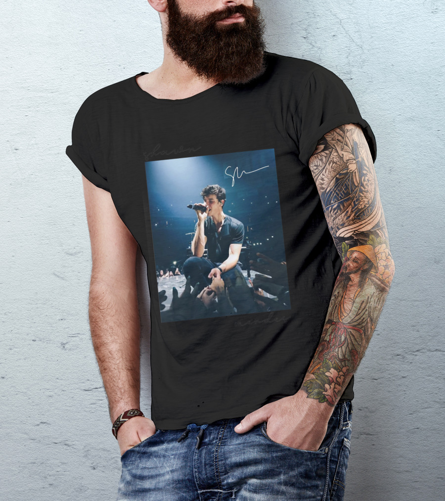 Shawn Mendes Live Performance Autograph Stage Photo T-Shirt
