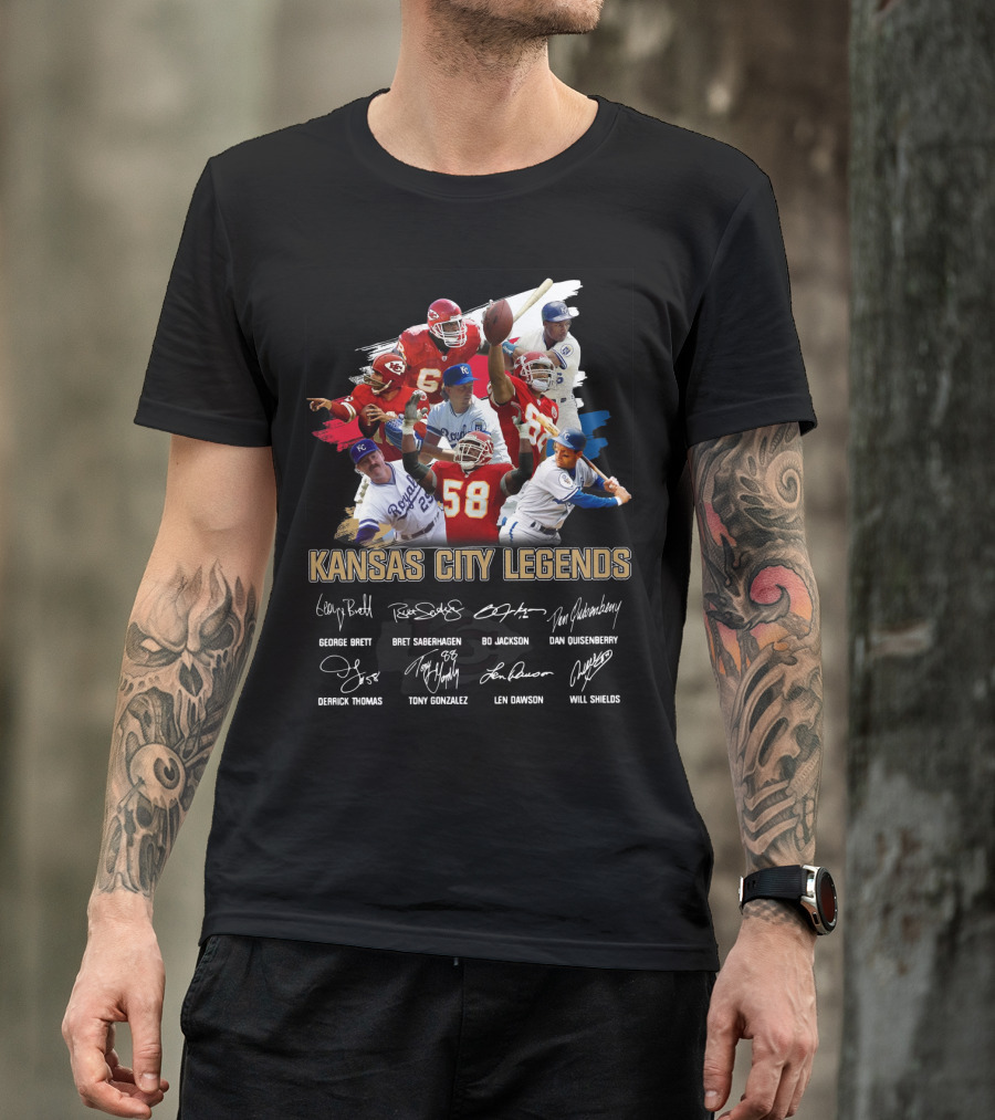 Kansas City Legends George Brett Bret Saberhagen Bo Jackson Dan Quisenberry Derrick Thomas Tony Gonzalez Len Dawson Will Shields T-Shirt