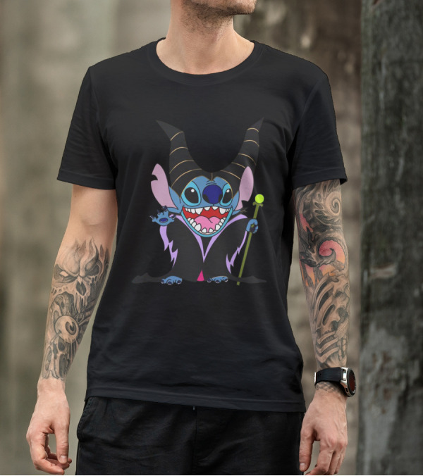 Maleficent Stitch Witch Crossover Character Costume T-Shirt
