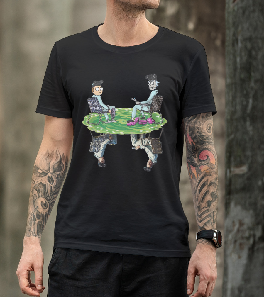 Rick And Morty Crossover Breaking Bad Walter And Jesse Reflection In Lawn Chairs T-Shirt
