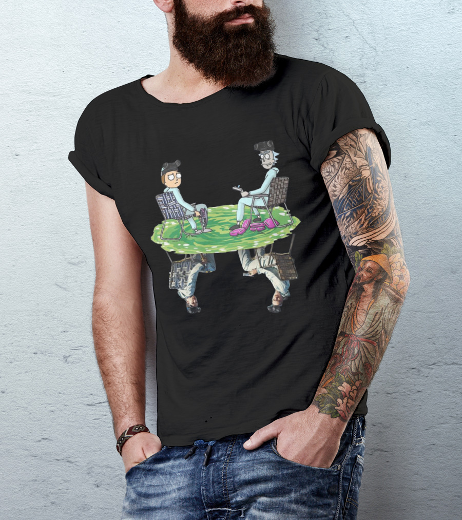 Rick And Morty Crossover Breaking Bad Walter And Jesse Reflection In Lawn Chairs T-Shirt