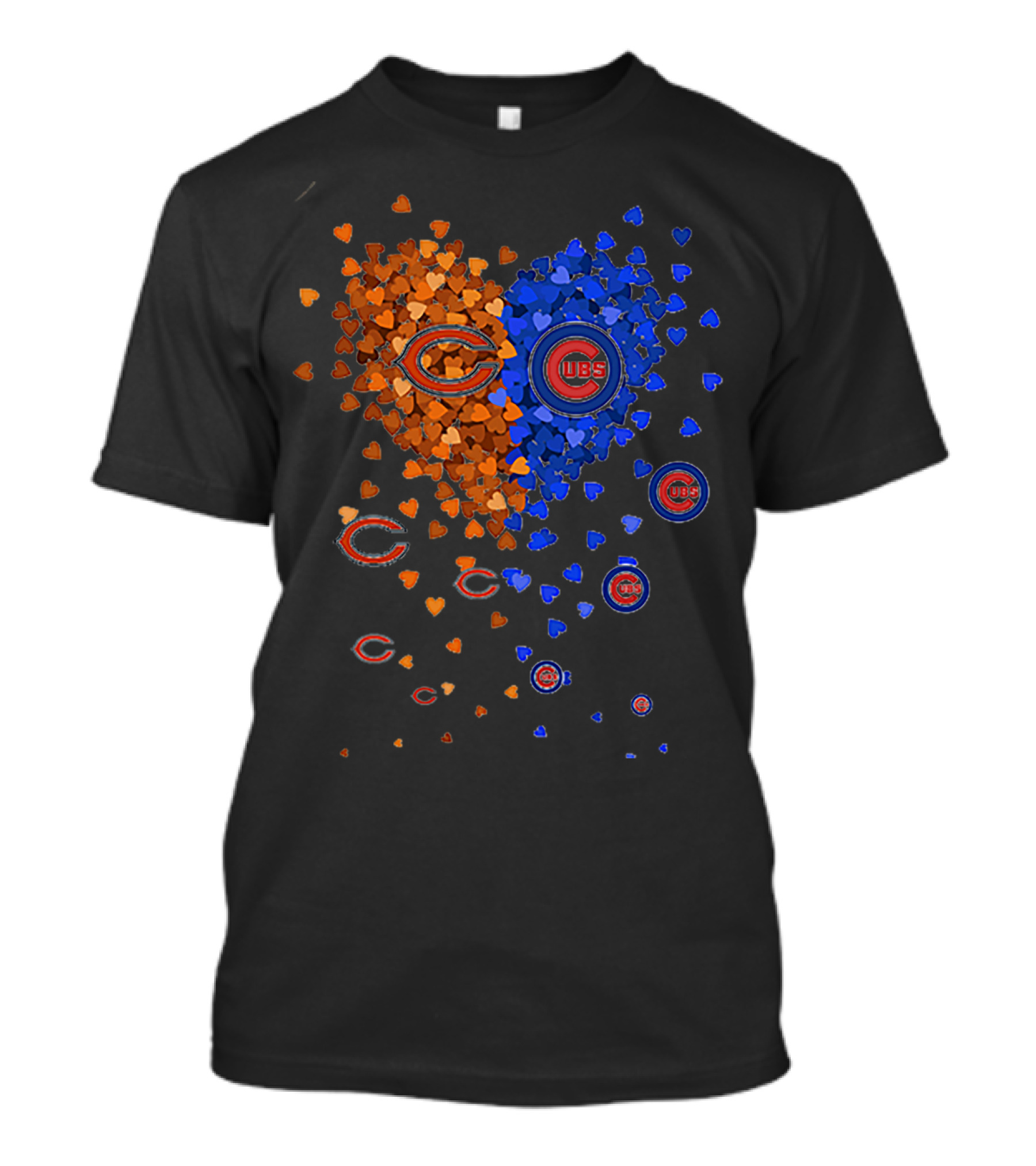 Chicago Bears Cubs Heart Logo Fusion T-Shirt