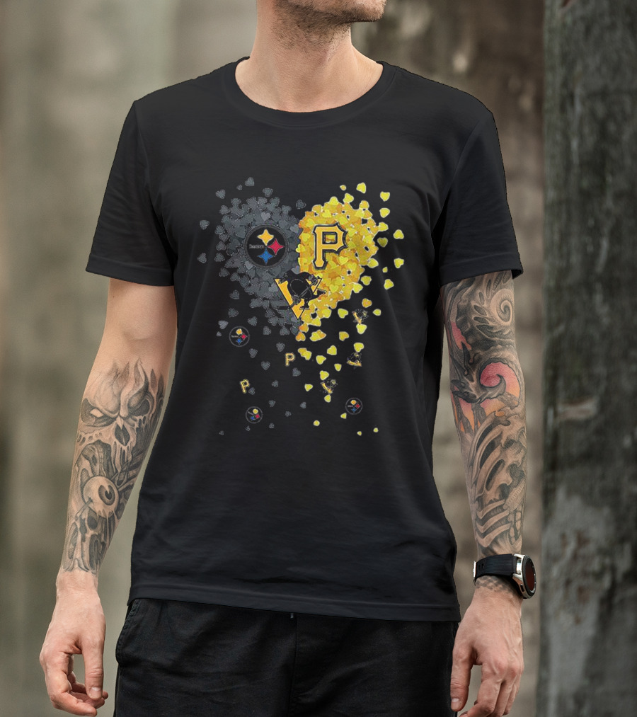 Pittsburgh Steelers Penguins Pirates Heart T-Shirt