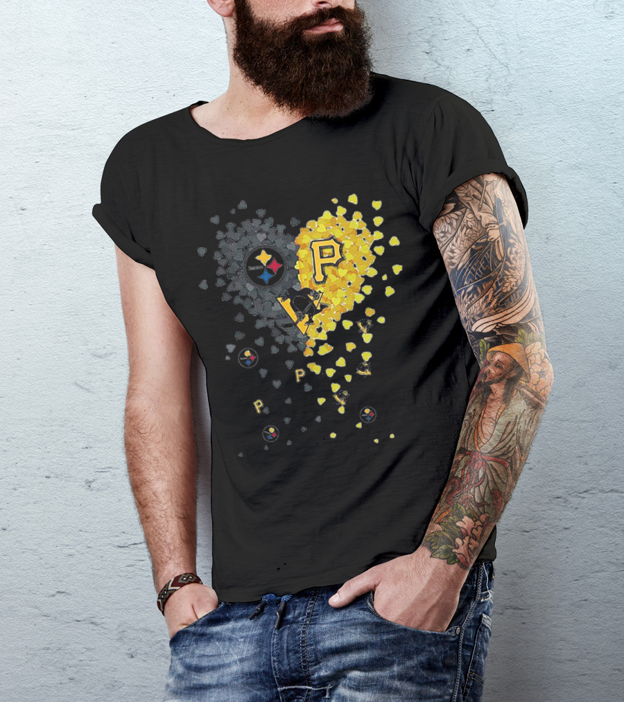 Pittsburgh Steelers Penguins Pirates Heart T-Shirt