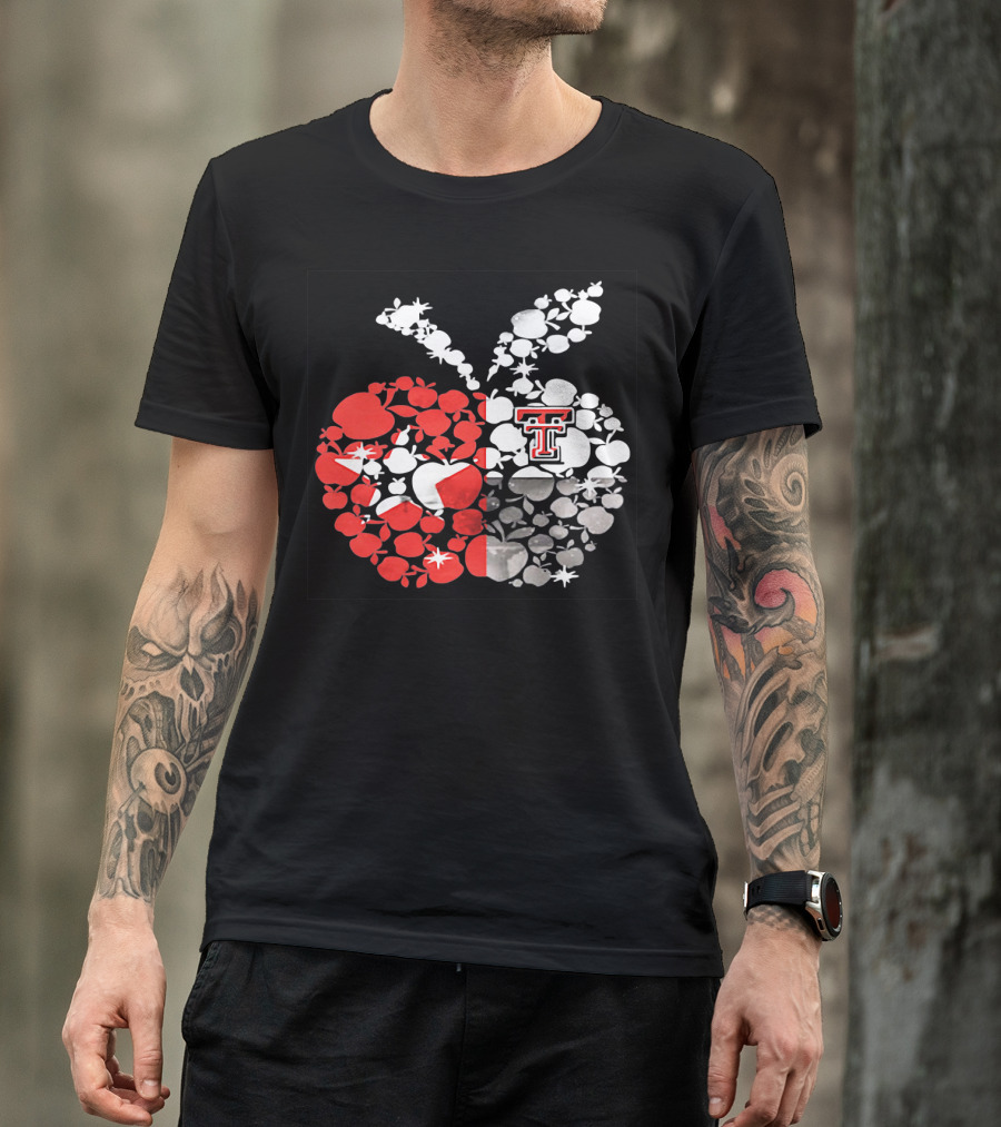 Texas Tech Red Raiders Apple Pattern State Flag T-Shirt