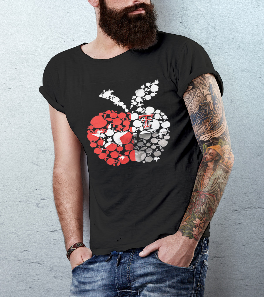 Texas Tech Red Raiders Apple Pattern State Flag T-Shirt