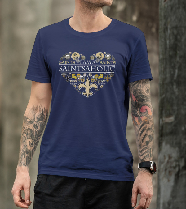 I Am A Saints Aholic Love My Saints Football Helmets Icons Fans T-Shirt