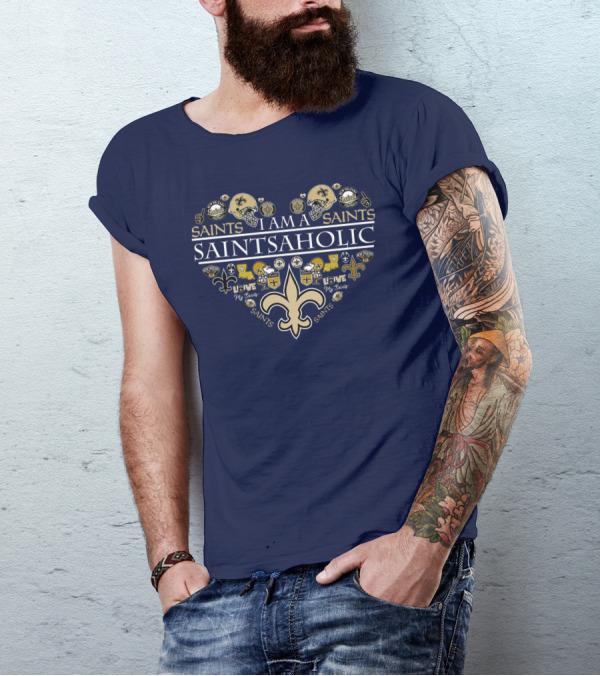 I Am A Saints Aholic Love My Saints Football Helmets Icons Fans T-Shirt