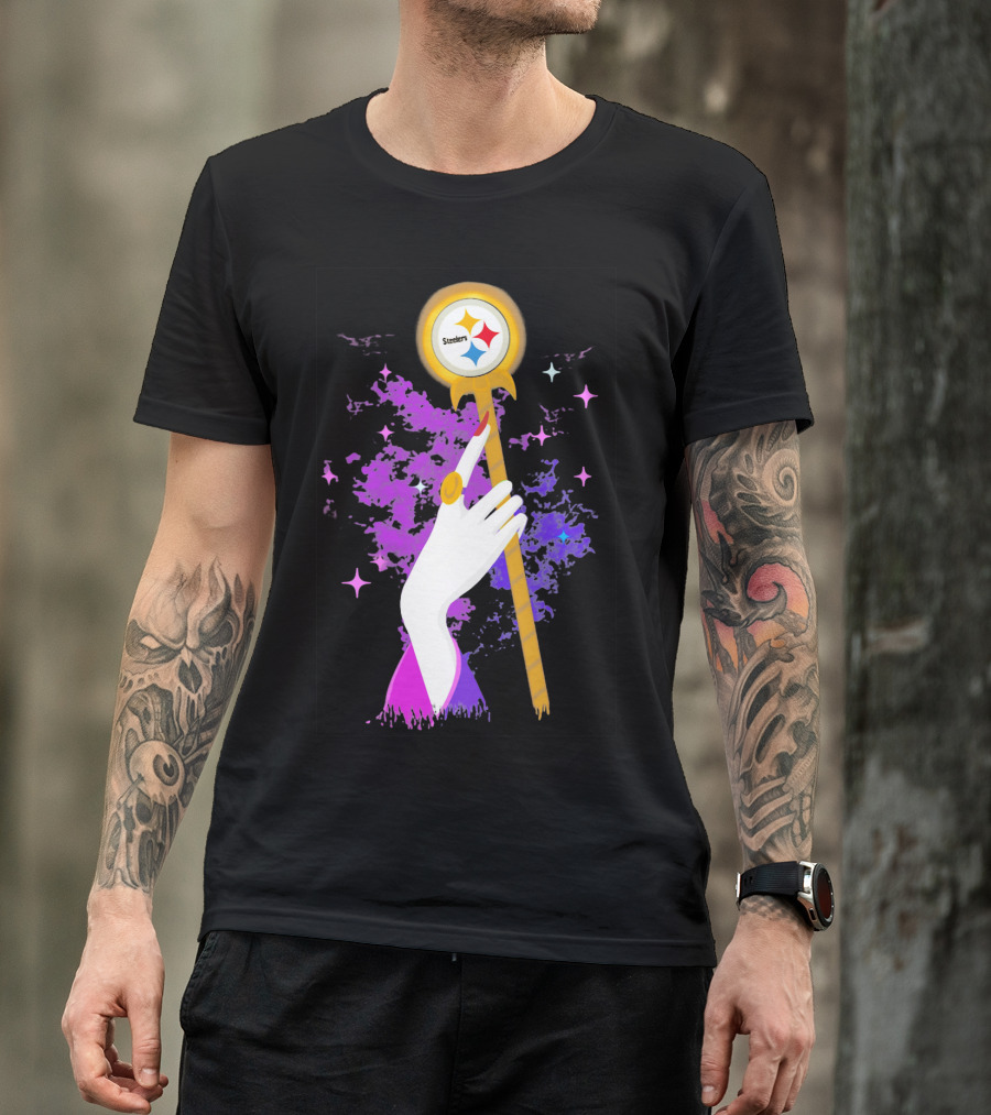 Pittsburgh Steelers Magic Wand With Logo Witches Theme T-Shirt
