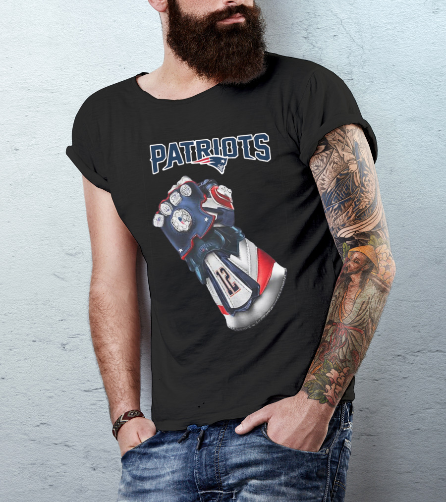 Patriots New England Infinity Gauntlet Football Tribute With Number 12 T-Shirt