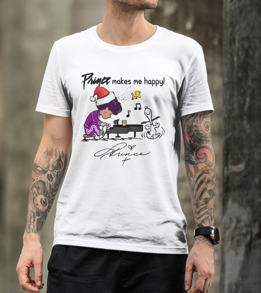 Prince Makes Me Happy Schroeder Snoopy Peanuts Christmas T-Shirt