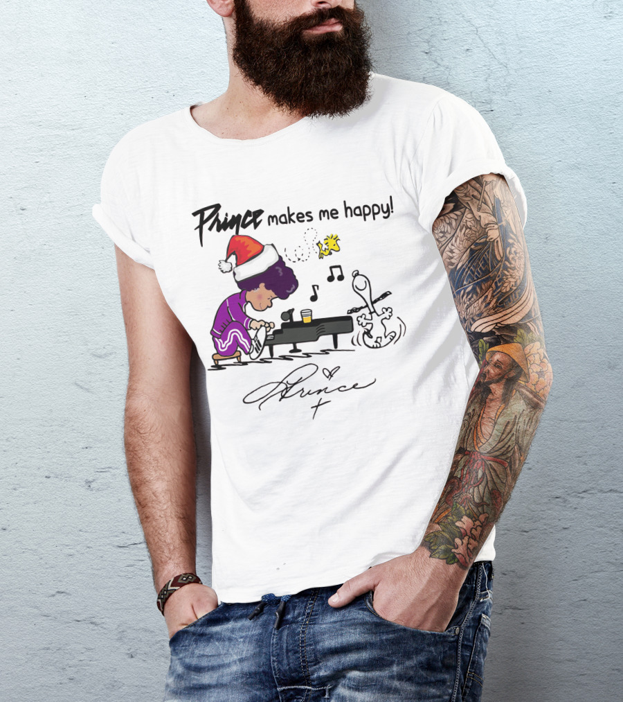 Prince Makes Me Happy Schroeder Snoopy Peanuts Christmas T-Shirt
