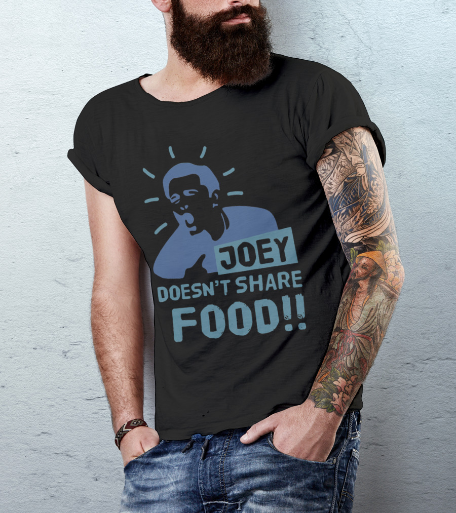 Joey Doesn't Share Food Iconic Shouting Silhouette With Exclamation Marks T-Shirt