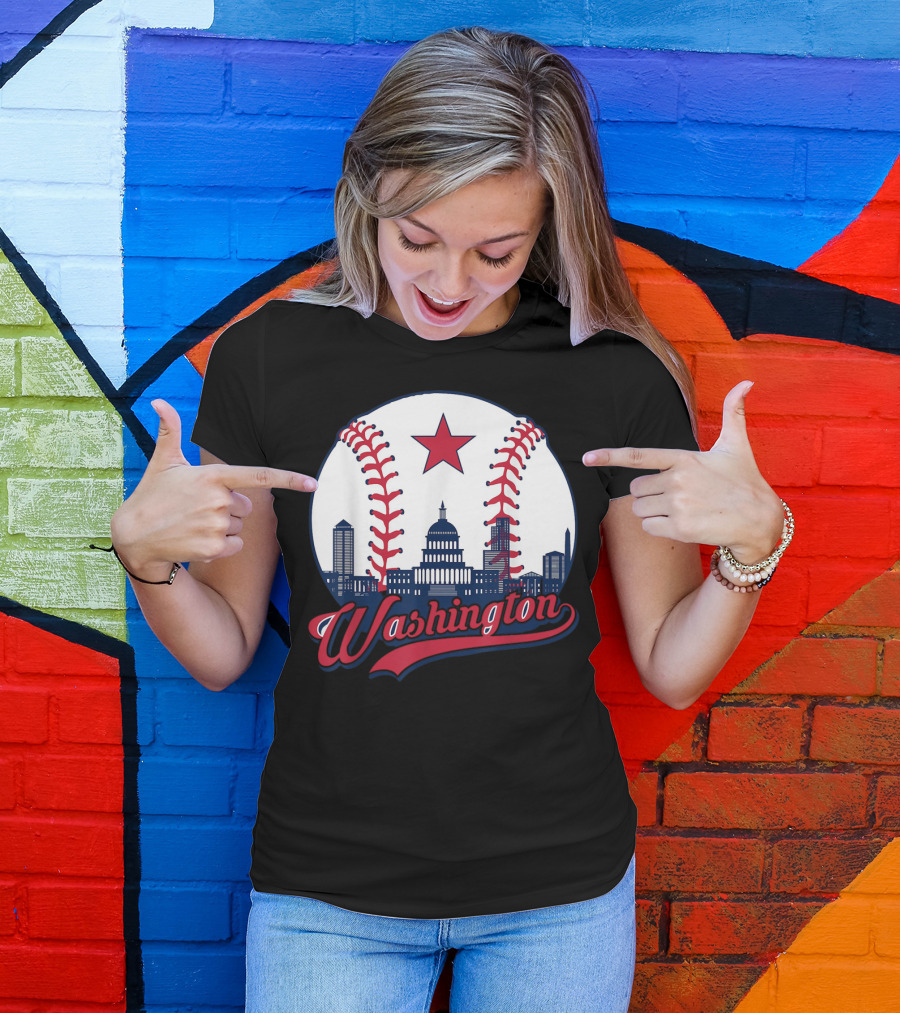 Washington Nationals Baseball Cityscape Capitol Star T-Shirt
