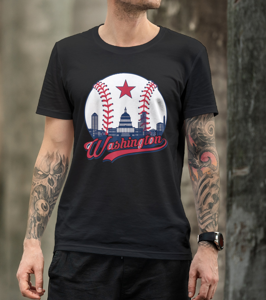 Washington Nationals Baseball Cityscape Capitol Star T-Shirt