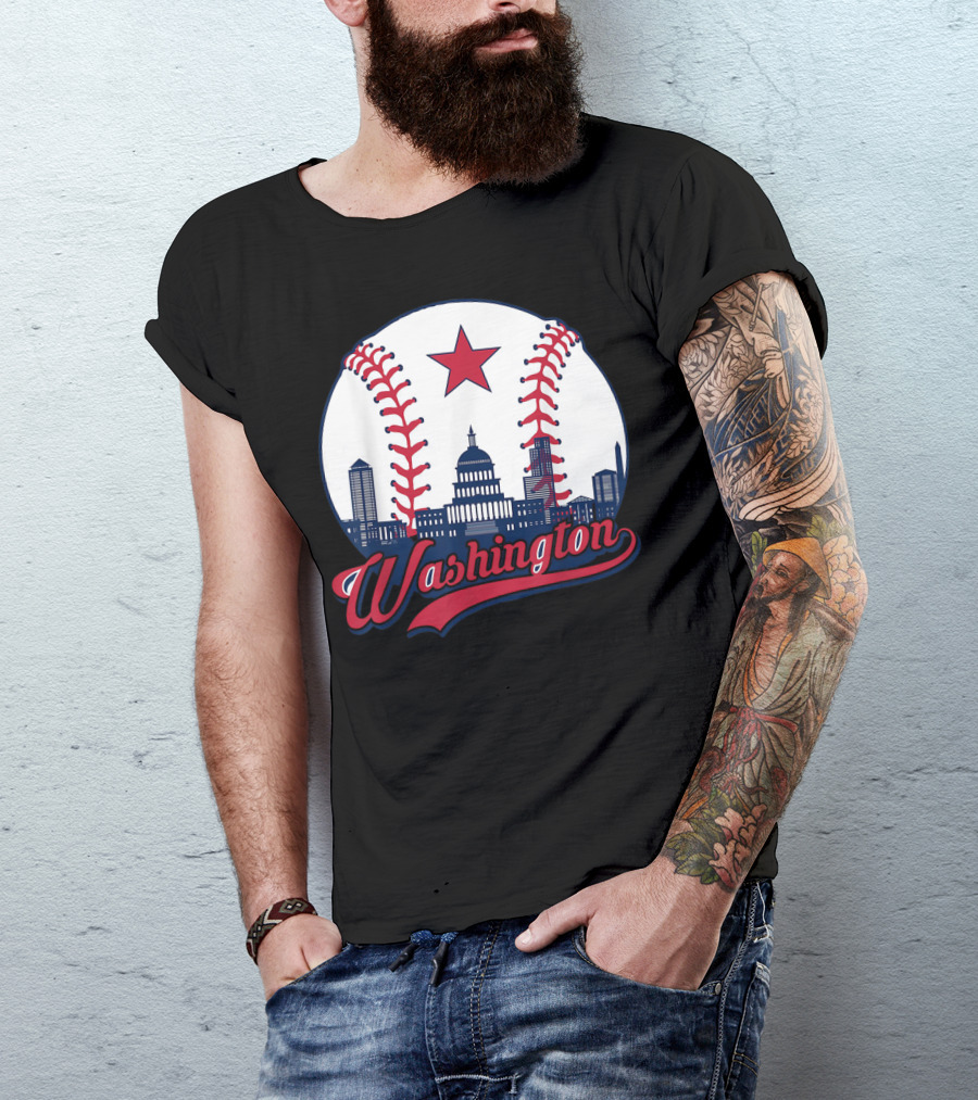 Washington Nationals Baseball Cityscape Capitol Star T-Shirt