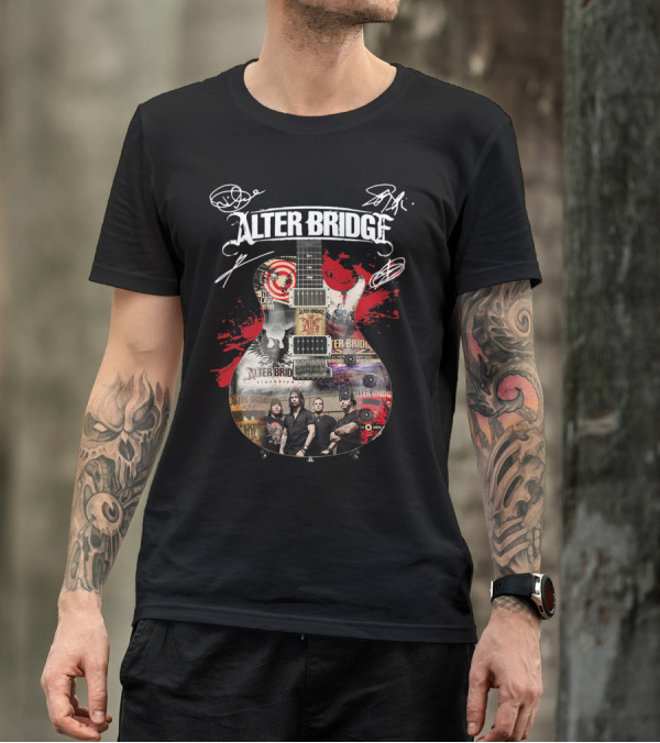 Alter Bridge Rock Band Collage Guitar T-Shirt