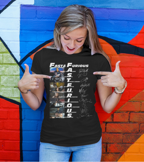 FAST AND FURIOUS PAUL WALKER VIN DIESEL TYRESE GIBSON MICHELLE RODRIGUEZ JORDANA BREWSTER NATHALIE EMMANUEL JASON STATHAM LUDACRIS DWAYNE JOHNSON T-Shirt