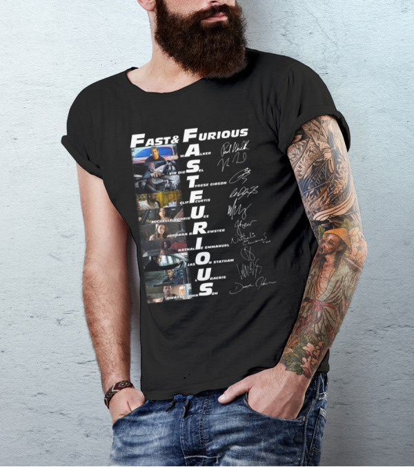 FAST AND FURIOUS PAUL WALKER VIN DIESEL TYRESE GIBSON MICHELLE RODRIGUEZ JORDANA BREWSTER NATHALIE EMMANUEL JASON STATHAM LUDACRIS DWAYNE JOHNSON T-Shirt
