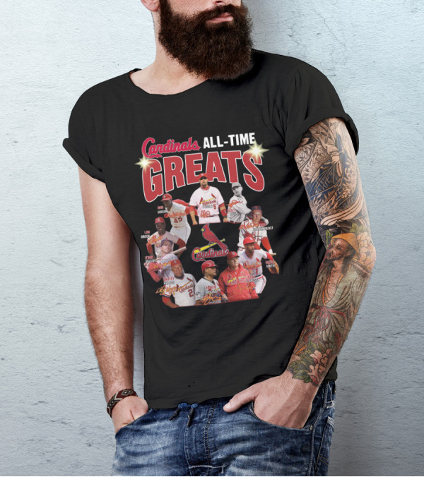 Cardinals All-Time Greats Legends Bob Gibson Lou Brock Stan Musial Ozzie Smith Tony La Russa T-Shirt