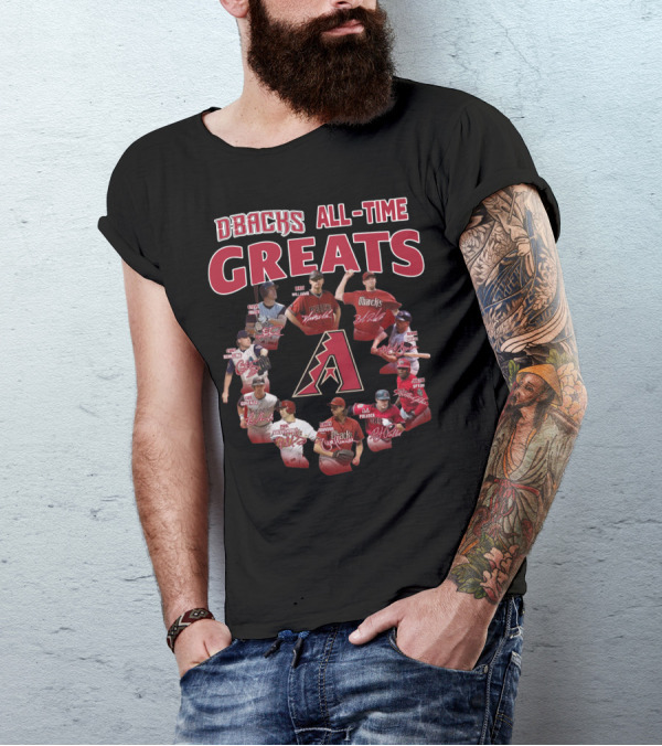 DBacks All-Time Greats Randy Johnson Luis Gonzalez Matt Williams Paul Goldschmidt Mark Grace A.J. Pollock Steve Finley Justin Upton Brandon Webb T-Shirt