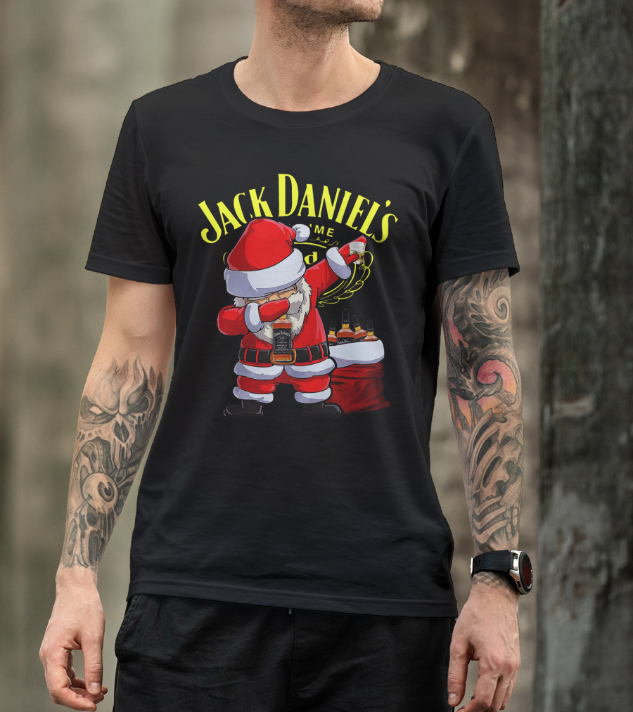 Santa Claus Dabbing With Jack Daniel's Bottles In Sack T-Shirt