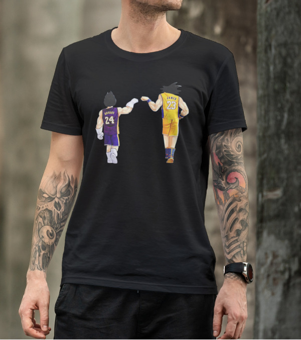Vegeta And Goku In Kobe Bryant 24 And LeBron James 23 Basketball Jerseys T-Shirt