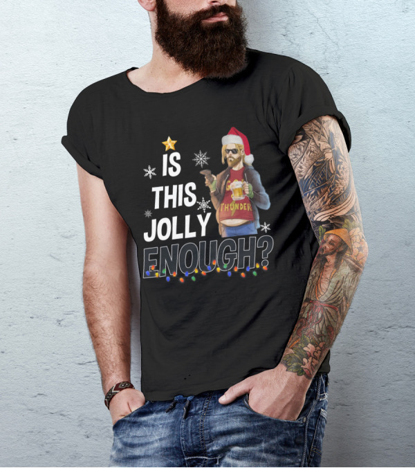 Is This Jolly Enough Thor Thunder Santa Hat Retro Holiday T-Shirt