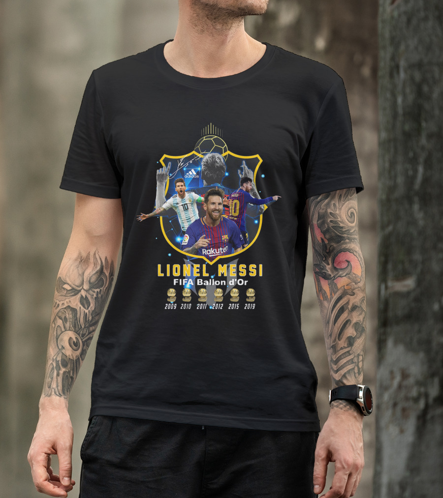 Lionel Messi Fifa Ballon D'or 2009 2010 2011 2012 2015 2019 T-Shirt