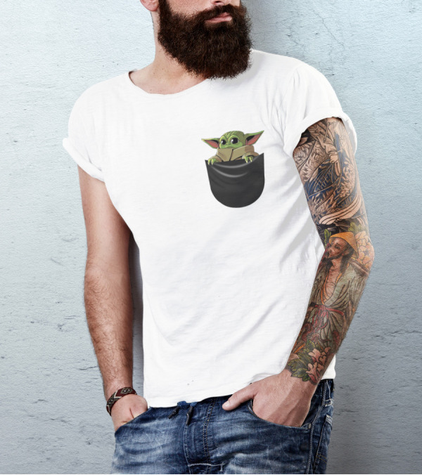 The Mandalorian Grogu Baby Yoda In Pocket Star Wars T-Shirt