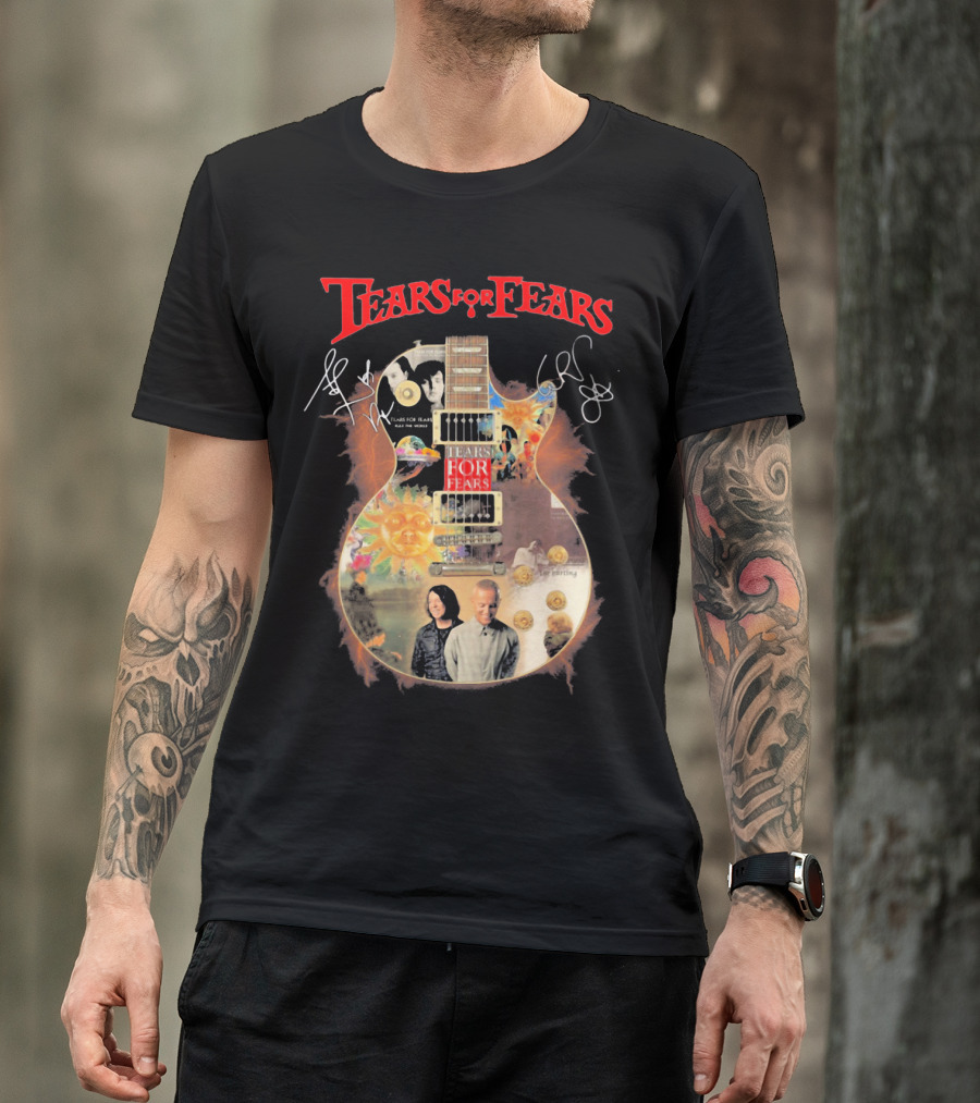 Tears For Fears Pop Rock Band Guitar Collage With And Band Members T-Shirt